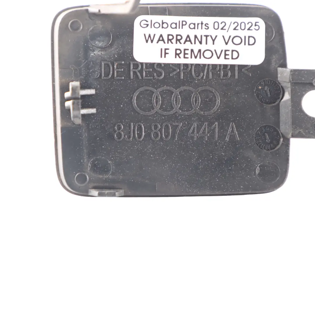 Bumper Tow Eye Hook Cover Glacier White Pearl - S9R to Audi TT 8J Rear with Part number 8J0807441A Audi TT 8J Rear Bumper Tow Eye Hook Cover Glacier White Pearl - S9R - SKU 8J0807441A-MGW - Part number 8J0807441A