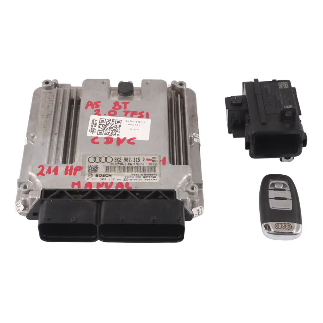 Audi A5 8T A4 B8 8K 2.0 TFSI CDNC 211HP Engine ECU Kit Key + Ignition - SKU 8K2907115P-1 - Part number 8K2907115P