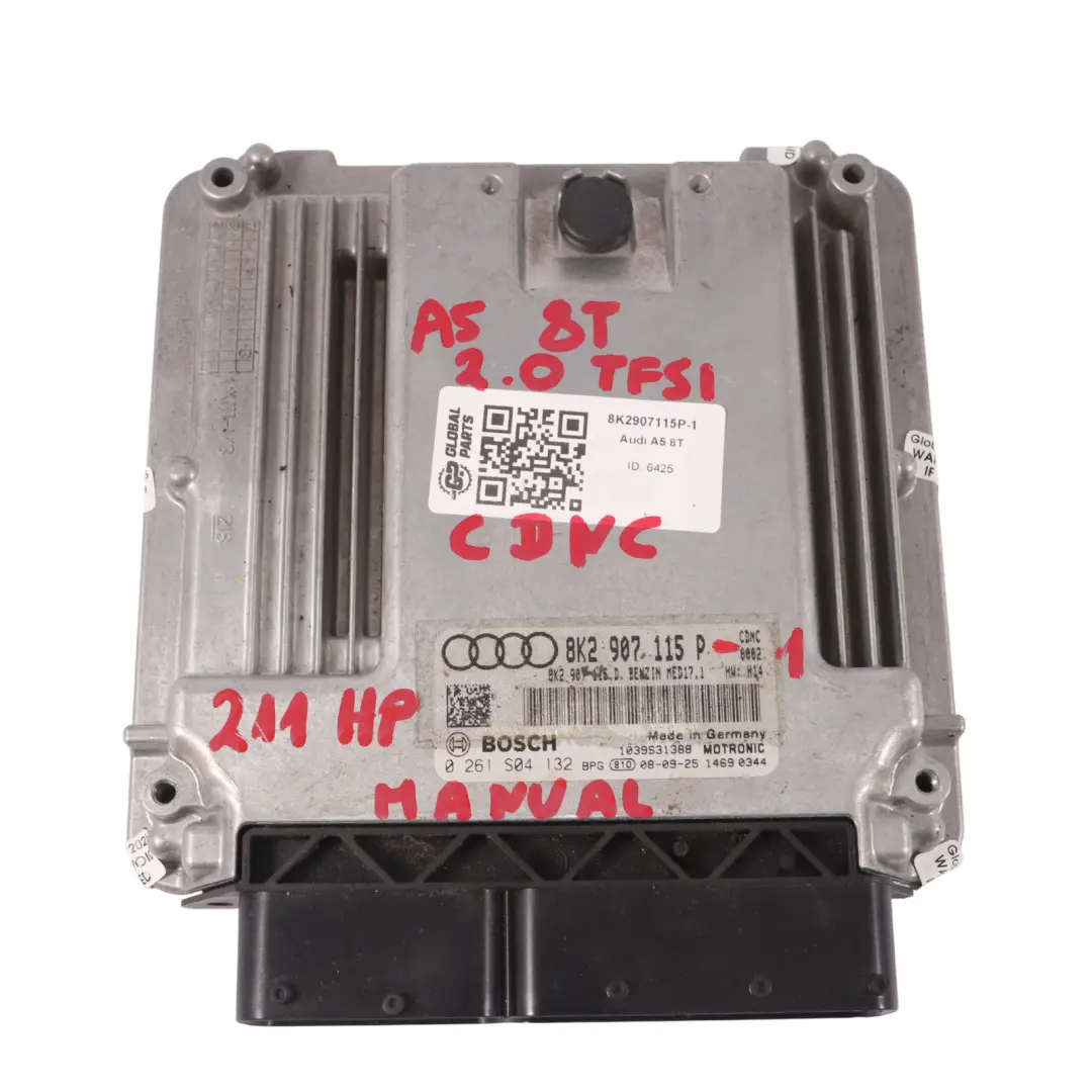 Audi A5 8T A4 B8 8K 2.0 TFSI CDNC 211HP Engine ECU Kit Key + Ignition - SKU 8K2907115P-1 - Part number 8K2907115P