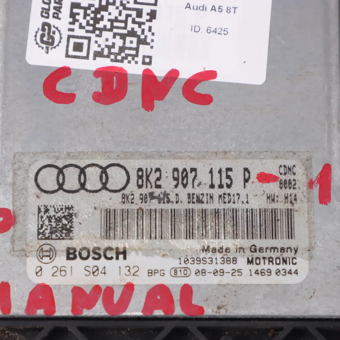  Kit ECU moteur Audi A5 8T A4 B8 8K 2.0 TFSI CDNC 211HP Clé + Allumage - SKU 8K2907115P-1 - Numéro de pièce 8K2907115P