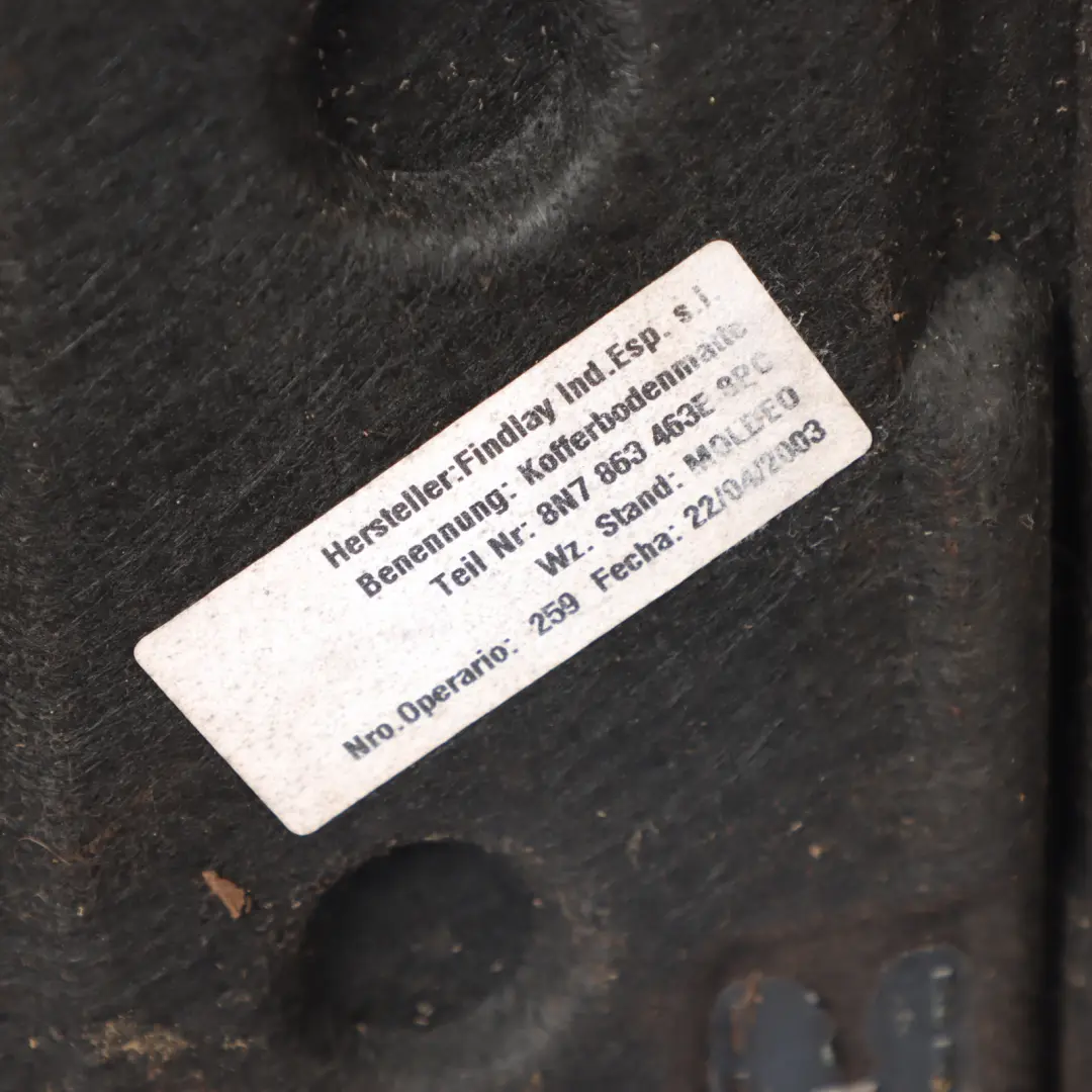 8N Avant Trunk Mat Boot Floor Carpet Soul Black to Audi TT with Part number 8N7863463E Audi TT 8N Avant Trunk Mat Boot Floor Carpet Soul Black - SKU 8N7863463E - Part number 8N7863463E