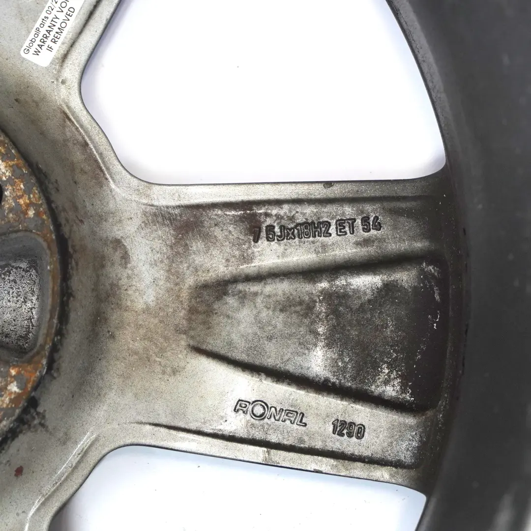 Grey Wheel Alloy Rim 18" ET:54 7,5J to Audi A3 8P with Part number 8P0601025S Audi A3 8P Grey Wheel Alloy Rim 18" ET:54 7,5J - SKU 8P0601025S-5 - Part number 8P0601025S