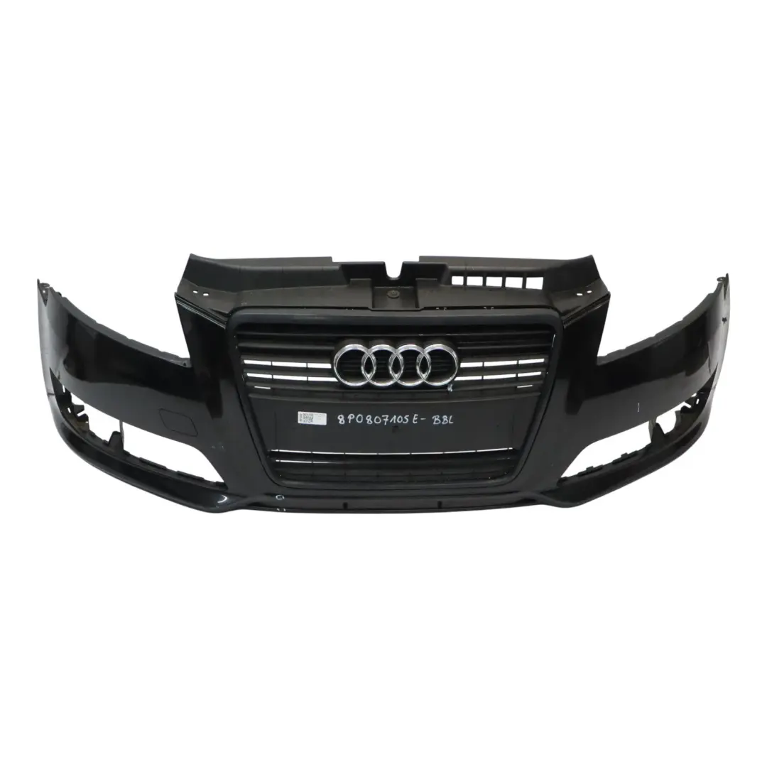 Front Bumper Trim Panel Cover Brilliant Black Metallic - Y9B to Audi A3 8P with Part number 8P0807105E Audi A3 8P Front Bumper Trim Panel Cover Brilliant Black Metallic - Y9B - SKU 8P0807105E-BBL - Part number 8P0807105E
