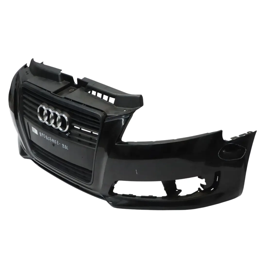 Front Bumper Trim Panel Cover Brilliant Black Metallic - Y9B to Audi A3 8P with Part number 8P0807105E Audi A3 8P Front Bumper Trim Panel Cover Brilliant Black Metallic - Y9B - SKU 8P0807105E-BBL - Part number 8P0807105E
