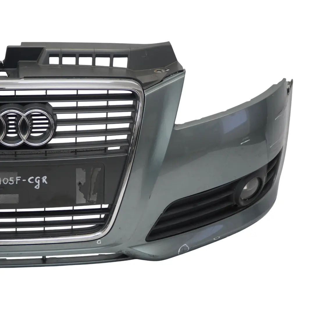 Front Bumper Trim Panel Cover Condor Grey Metallic - Y7E to Audi A3 8P with Part number 8P0807105F Audi A3 8P Front Bumper Trim Panel Cover Condor Grey Metallic - Y7E - SKU 8P0807105F-CGR - Part number 8P0807105F