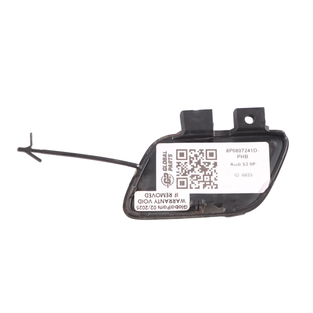 Audi A3 8P Front Bumper Tow Eye Hook Cover Cap Phantom Black - Z9Y - SKU 8P0807241D - Part number 8P0807241D