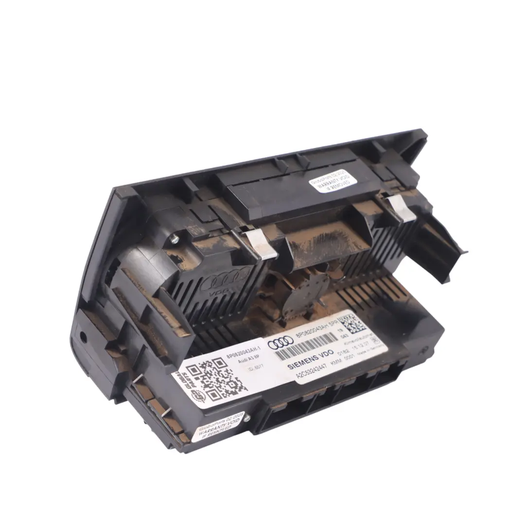 Audi A3 8P Automatic Air Conditioning Climate Control Panel Black - SKU 8P0820043AH-1 - Part number 8P0820043AH