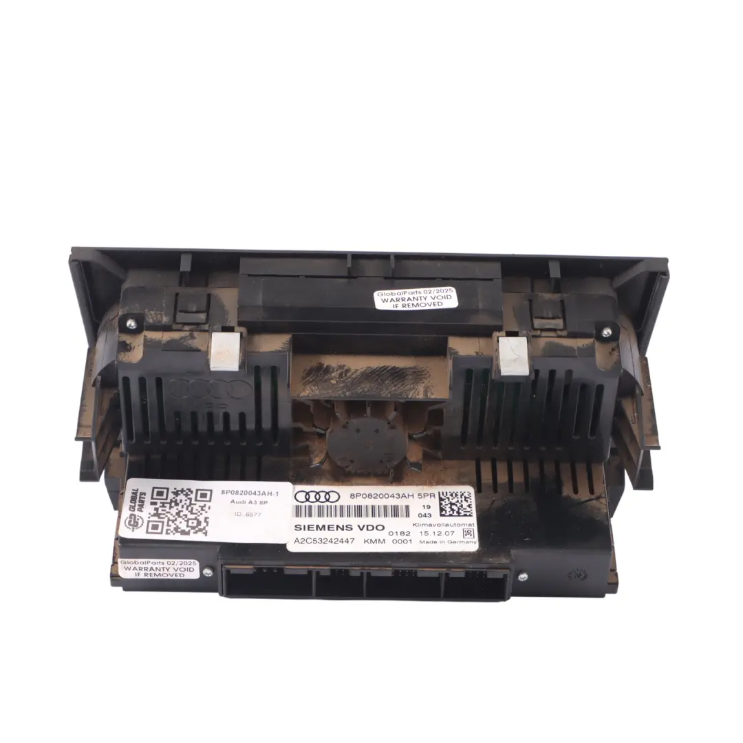 Panneau de commande de climatisation automatique Audi A3 8P noir 8P0820043AH - SKU 8P0820043AH-1 - Numéro de pièce 8P0820043AH-1