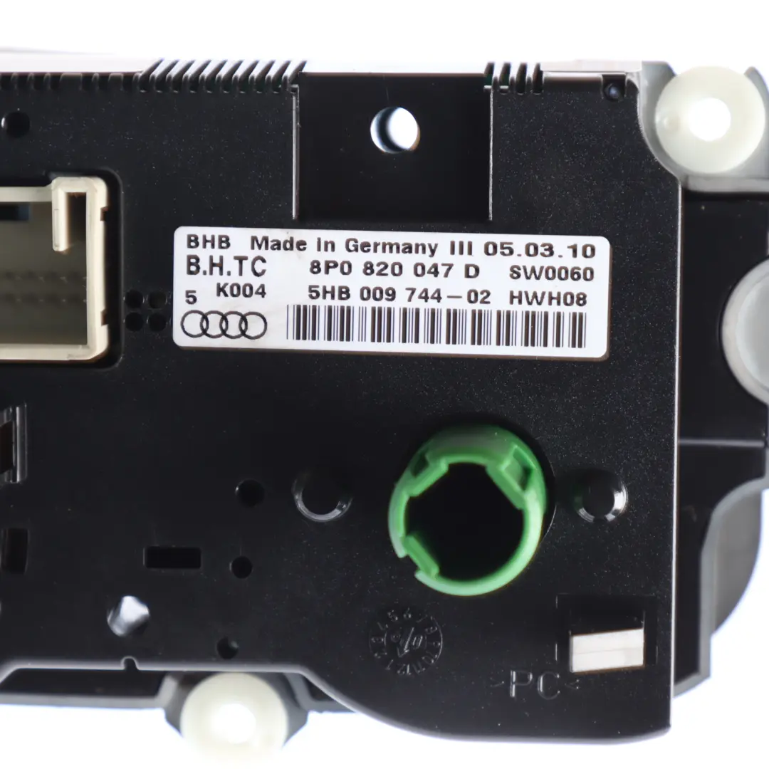 Panneau Commande Climatisation Et Chauffage pour Audi A3 8P à propos du numéro de pièce 8P0820047D Audi A3 8P Panneau Commande Climatisation Et Chauffage - SKU 8P0820047D-1 - Numéro de pièce 8P0820047D