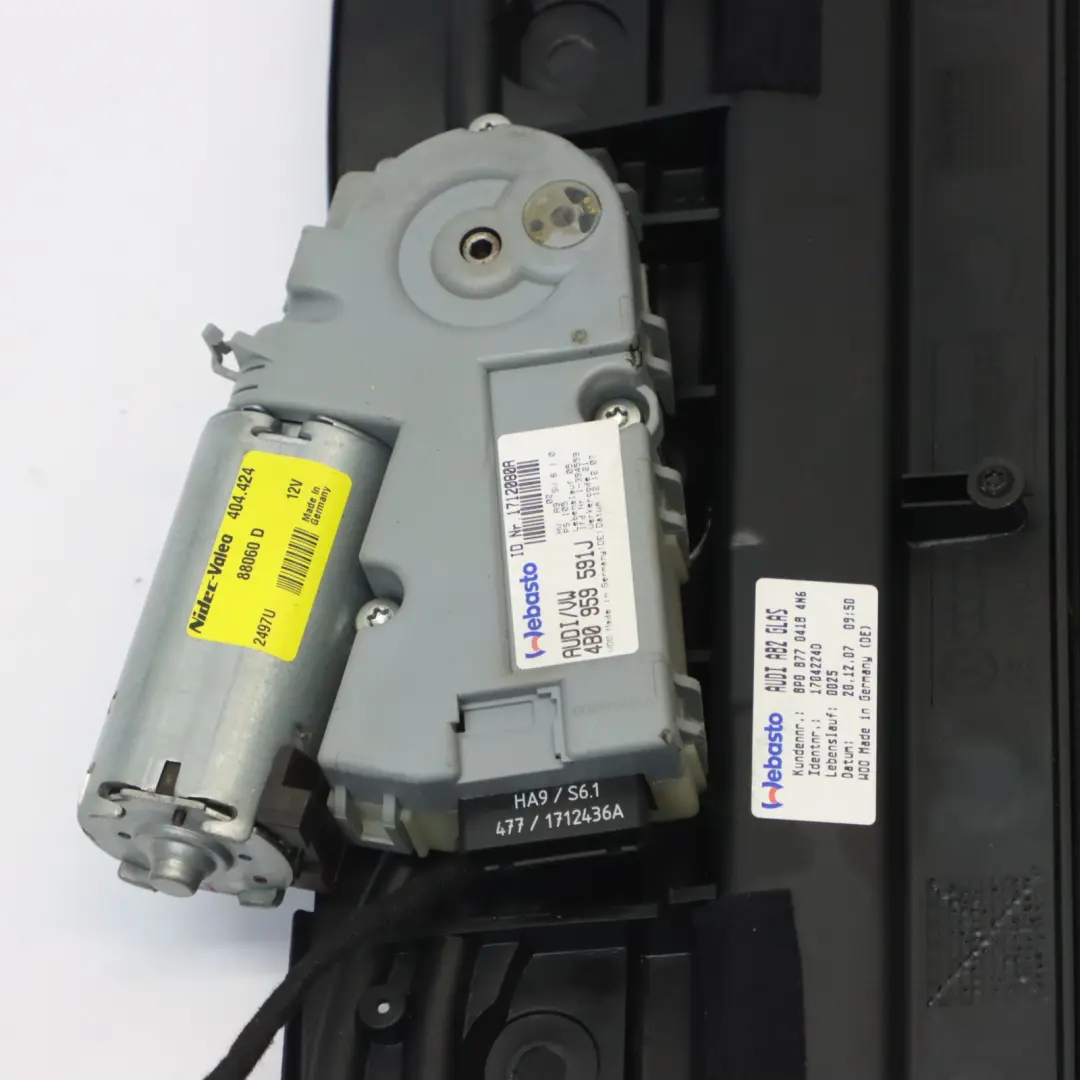 Panoramic Roof Sunroof Glass Assembly Motor Frame to Audi A3 8P with Part number 8P0877049 Audi A3 8P Panoramic Roof Sunroof Glass Assembly Motor Frame - SKU 8P0877049 - Part number 8P0877049