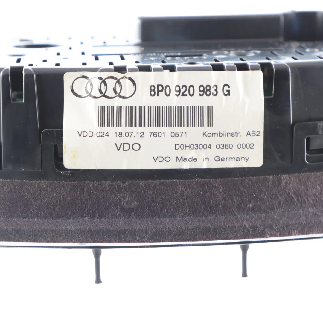 Instrument Cluster Speedometer Clocks 8P0920983 to Audi A3 8V Diesel Manual with Part number 8P0920983G Audi A3 8V Diesel Manual Instrument Cluster Speedometer Clocks 8P0920983 - SKU 8P0920983G - Part number 8P0920983G