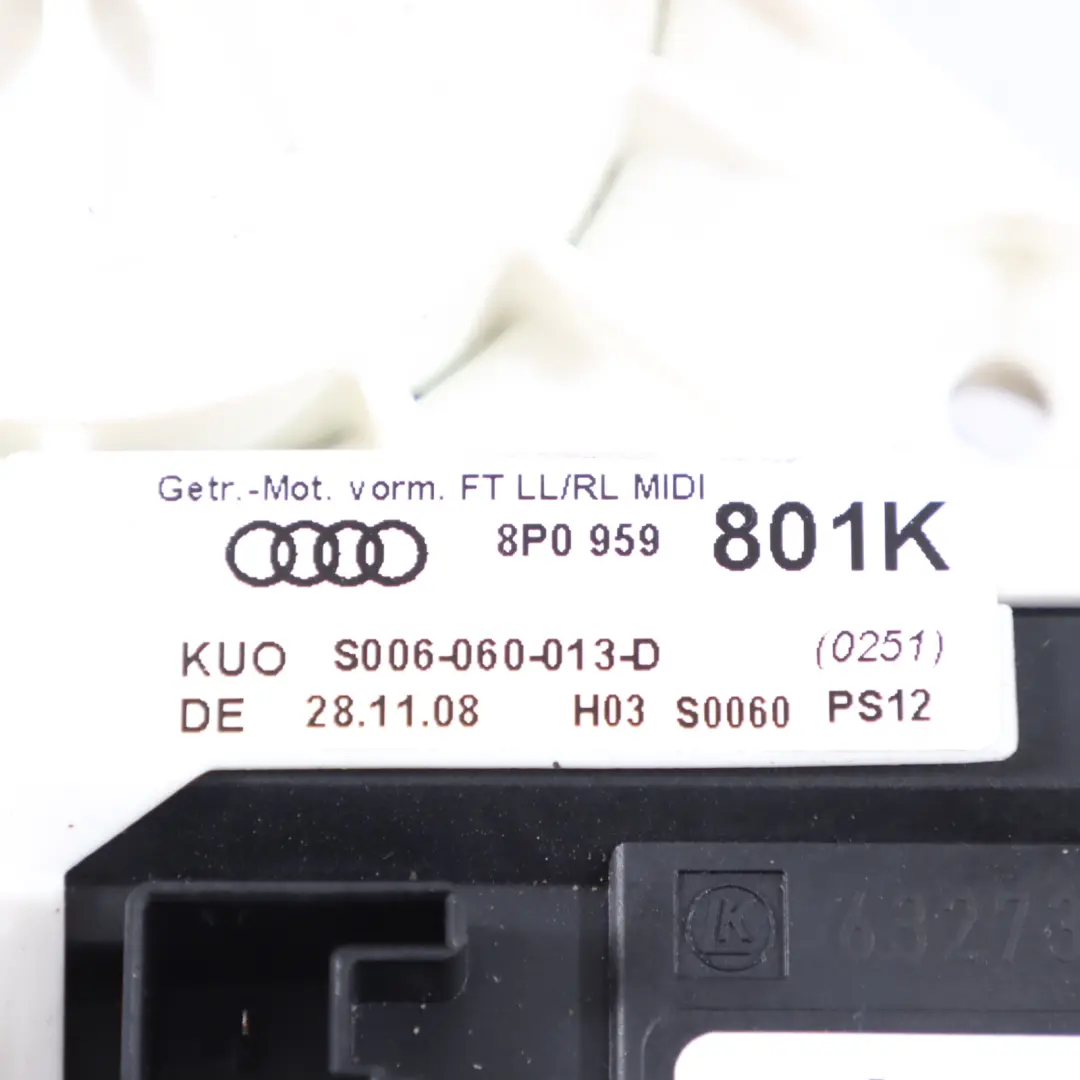 Audi A3 8P Motor Elevalunas Lado Conductor Regulador Puerta 8P0959801K - SKU 8P0959801M - Número de pieza 8P0959801M