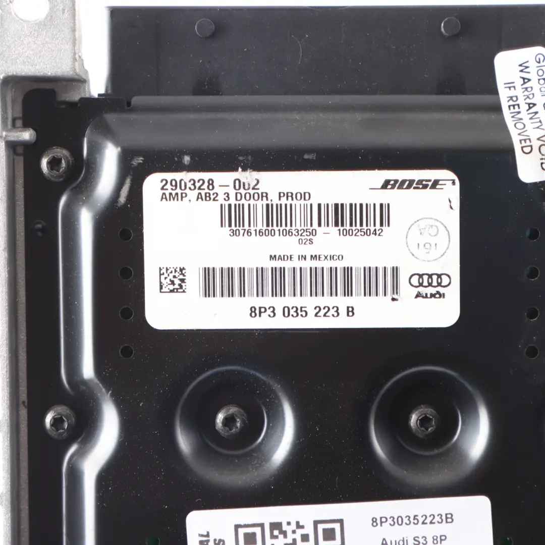 Audio Sistema De Sonido Amplificador Bose 290328 para Audi S3 8P con número de pieza 8P3035223B Audi S3 8P Audio Sistema De Sonido Amplificador Bose 290328 - SKU 8P3035223B - Número de pieza 8P3035223B