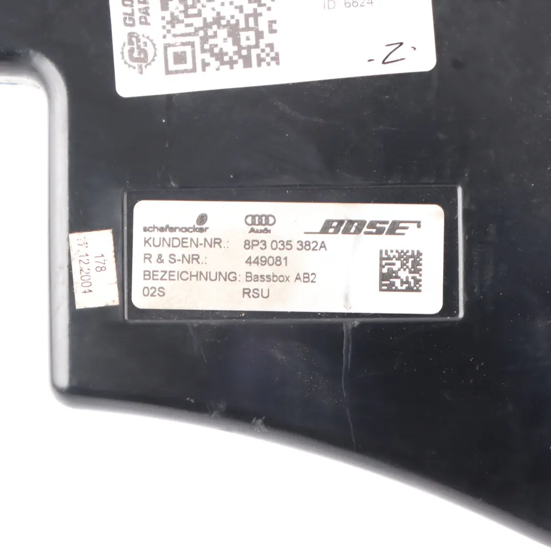 Audi A3 8P Rear Subwoofer Loud Speaker Bose Bass Box - SKU 8P3035382A - Part number 8P3035382A