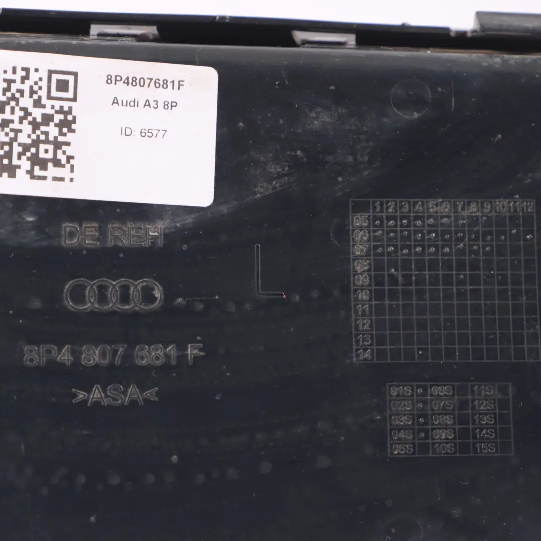 Audi A3 8P Nebel Schein Werfer Stoß Gitter Kühler Grill Verkleidung - SKU 8P4807681F - Teilenummer 8P4807681F
