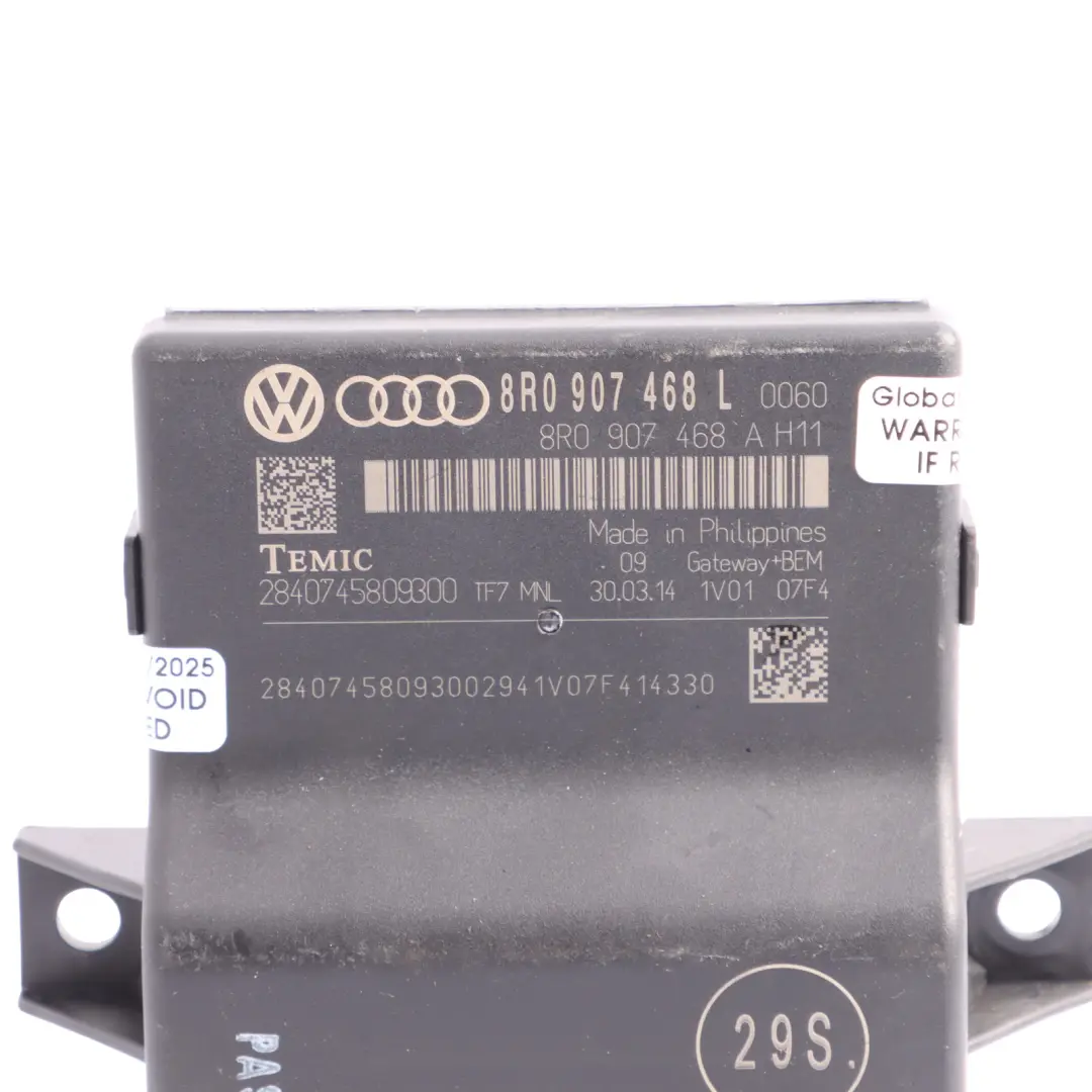 8F Gateway Unidad De Control Módulo ECU para Audi A5 con número de pieza 8R0907468L Audi A5 8F Gateway Unidad De Control Módulo ECU - SKU 8R0907468L - Número de pieza 8R0907468L