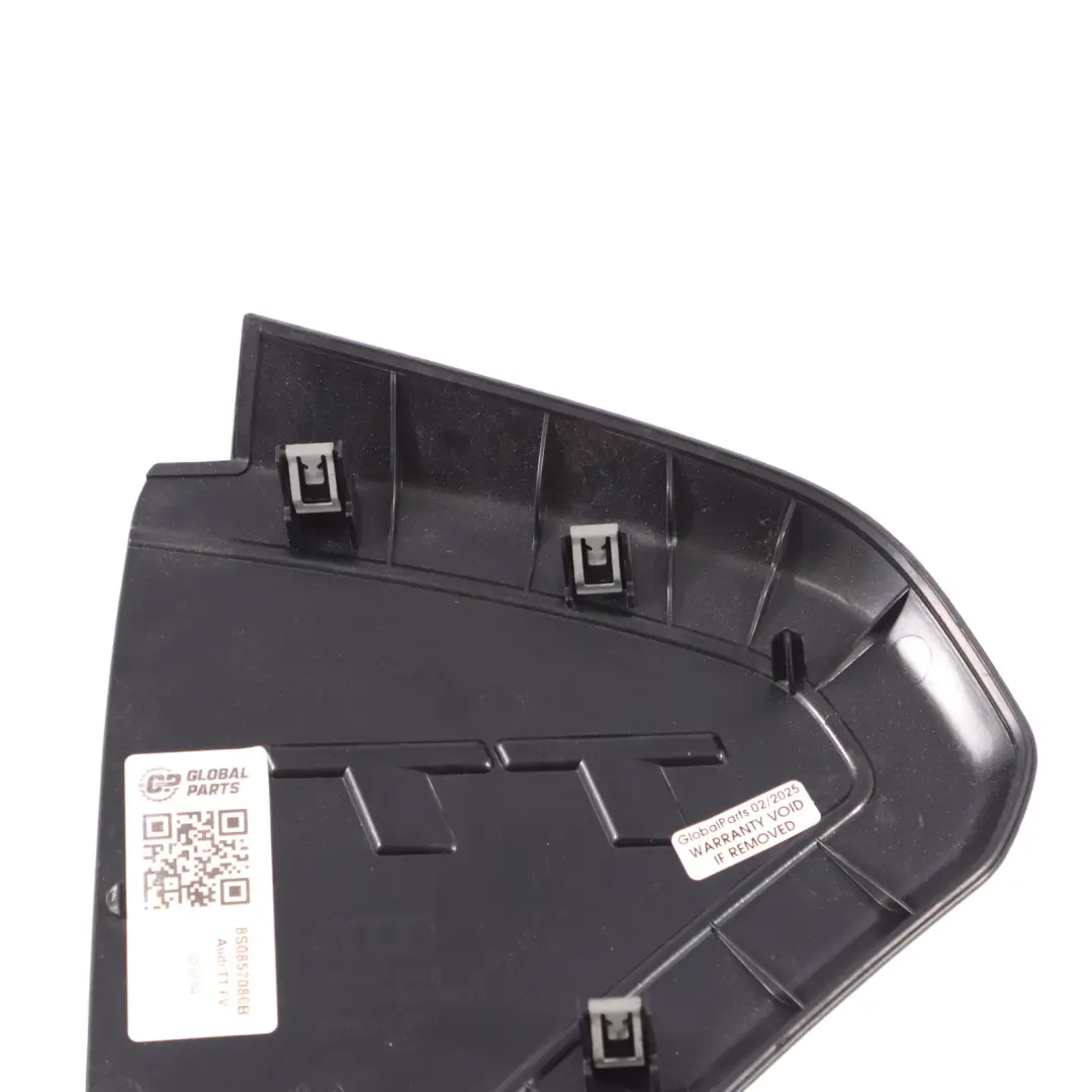 Couvercle tableau garniture tableau bord embout noir droit pour Audi TT FV à propos du numéro de pièce 8S0857086B Audi TT FV Couvercle tableau garniture tableau bord embout noir droit - SKU 8S0857086B - Numéro de pièce 8S0857086B