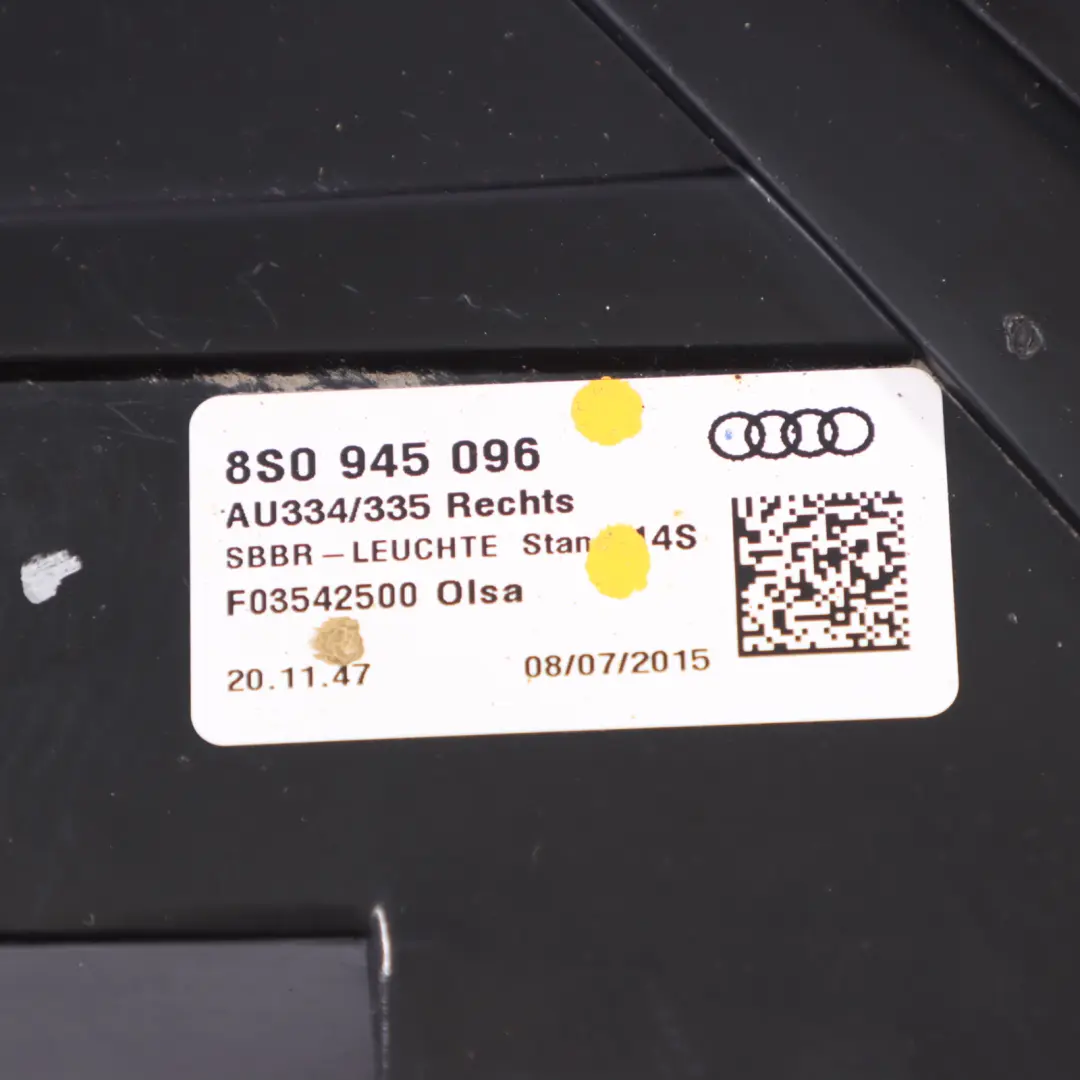 Lámpara trasera luz trasera exterior derecha para Audi TT FV con número de pieza 8S0945096 Audi TT FV Lámpara trasera luz trasera exterior derecha - SKU 8S0945096 - Número de pieza 8S0945096