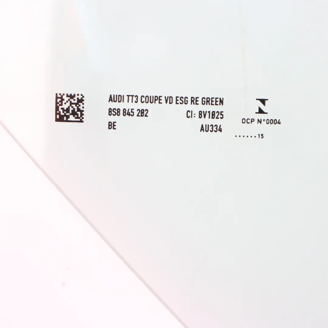 Audi TT FV Front Door Window Glass AS2 Green Right O/S - SKU 8S8845202 - Part number 8S8845202