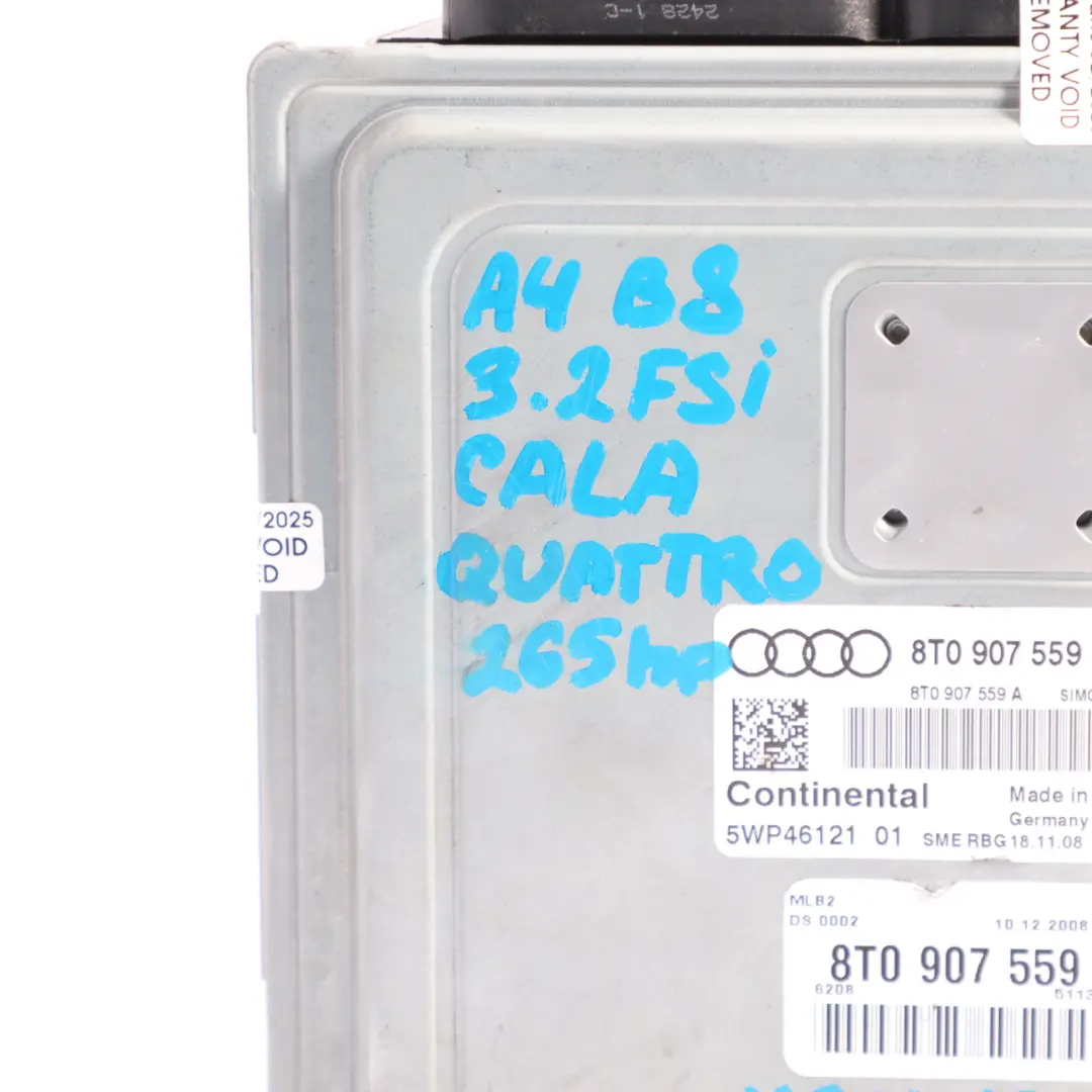 Audi A4 B8 A5 8T 3.2 FSI 265HP CALA Quattro Engine Control Unit ECU - SKU 8T0907559E - Part number 8T0907559E