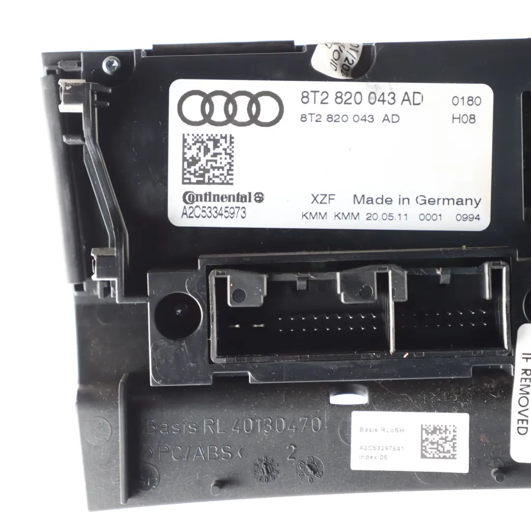 Air Condition Control Audi A4 B8 A5 8T Climate Module Heater Unit - SKU RHD-8T2820043AD - Part number 8T2820043AD
