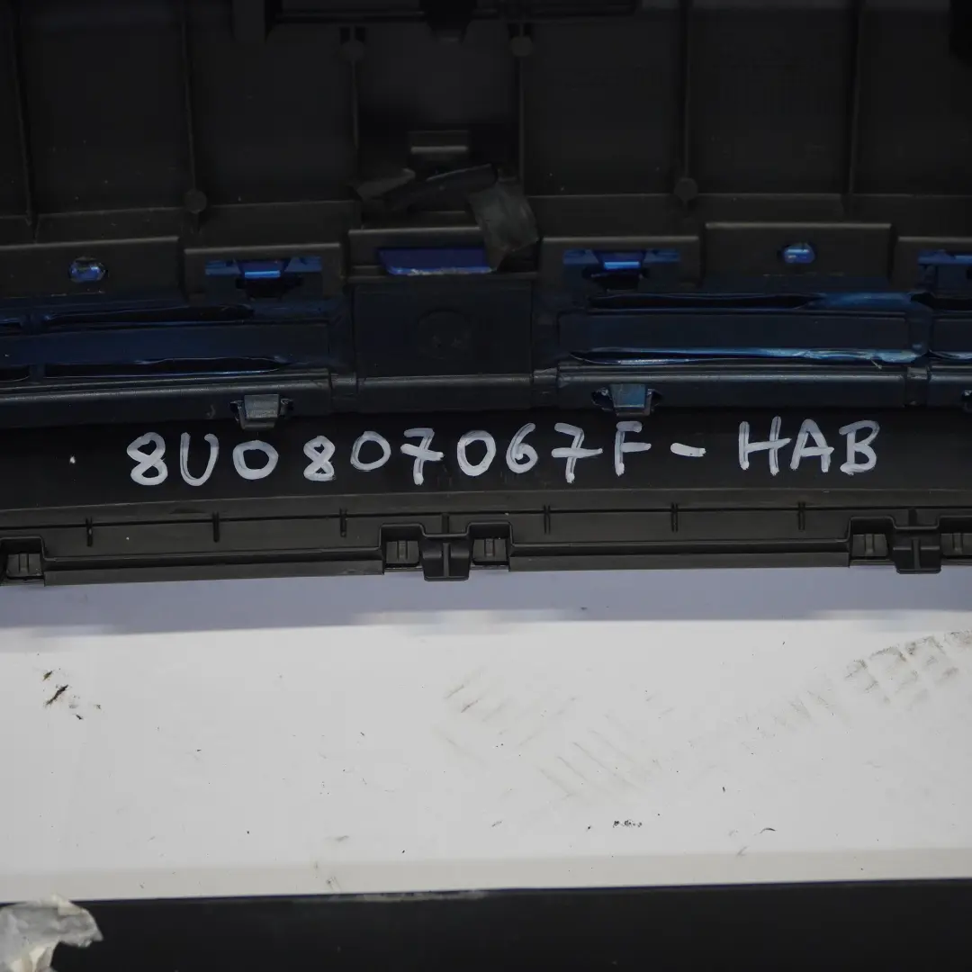 Bumper Trim Panel Covering Hainan Blue - X5K to Audi Q3 8U Rear with Part number 8U0807067F Audi Q3 8U Rear Bumper Trim Panel Covering Hainan Blue - X5K - SKU 8U0807067F-HAB - Part number 8U0807067F