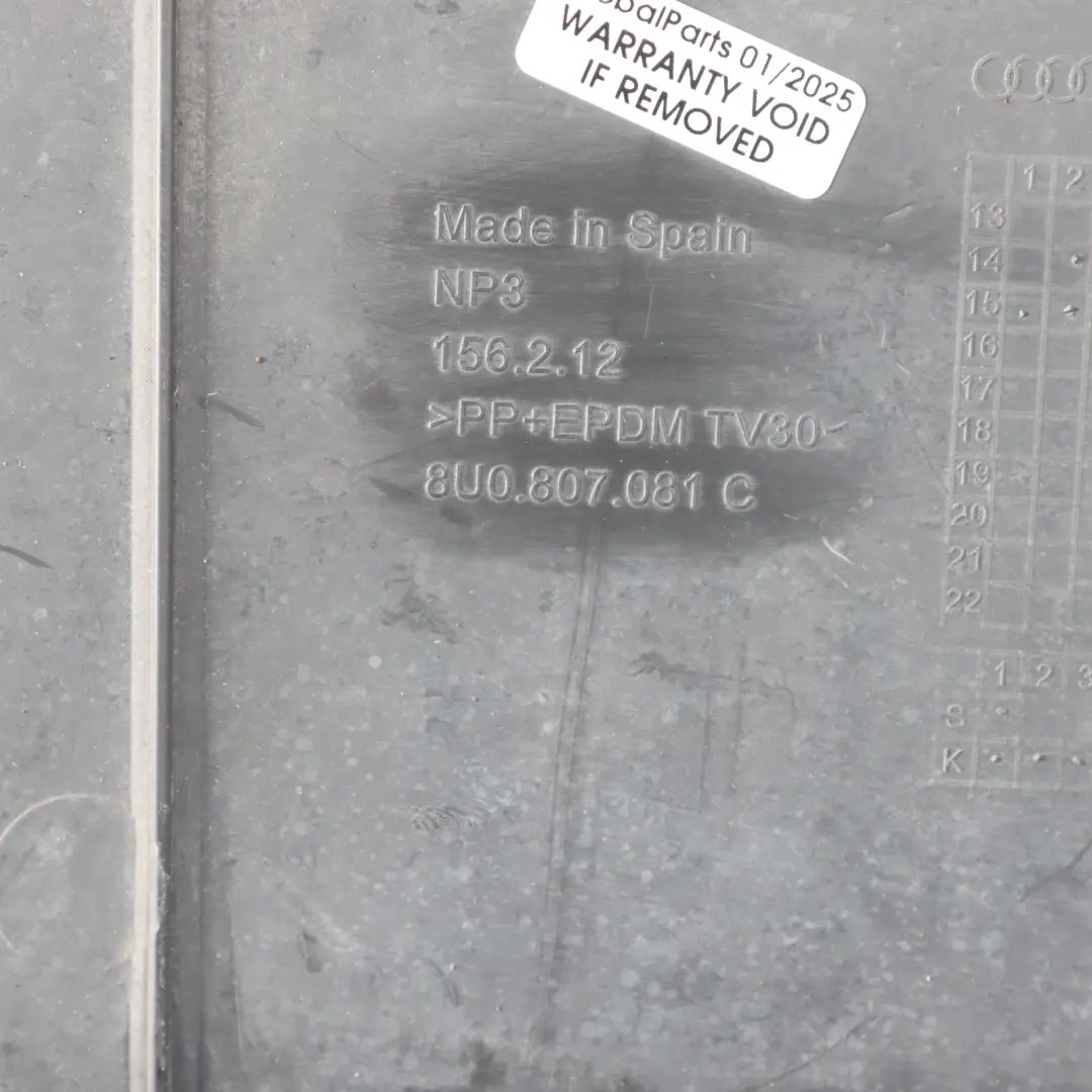 Centre Upper Front Grille Radiator Trim Cover Panel to Audi Q3 8U with Part number 8U0807081C Audi Q3 8U Centre Upper Front Grille Radiator Trim Cover Panel - SKU 8U0807081C - Part number 8U0807081C