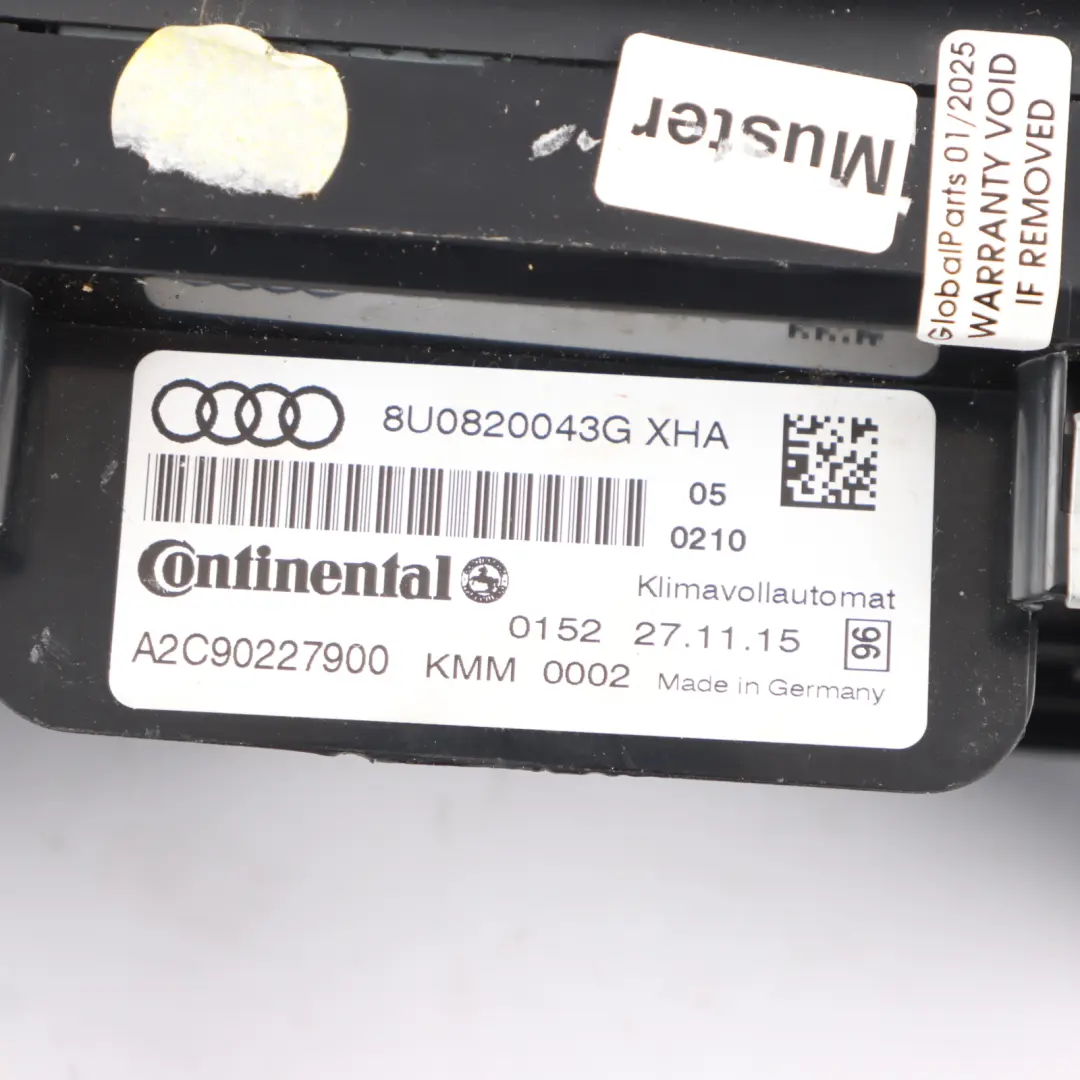 Audi Q3 8U Heater Climate Control A/C Air Conditioning Unit Panel - SKU 8U0820043G - Part number 8U0820043G