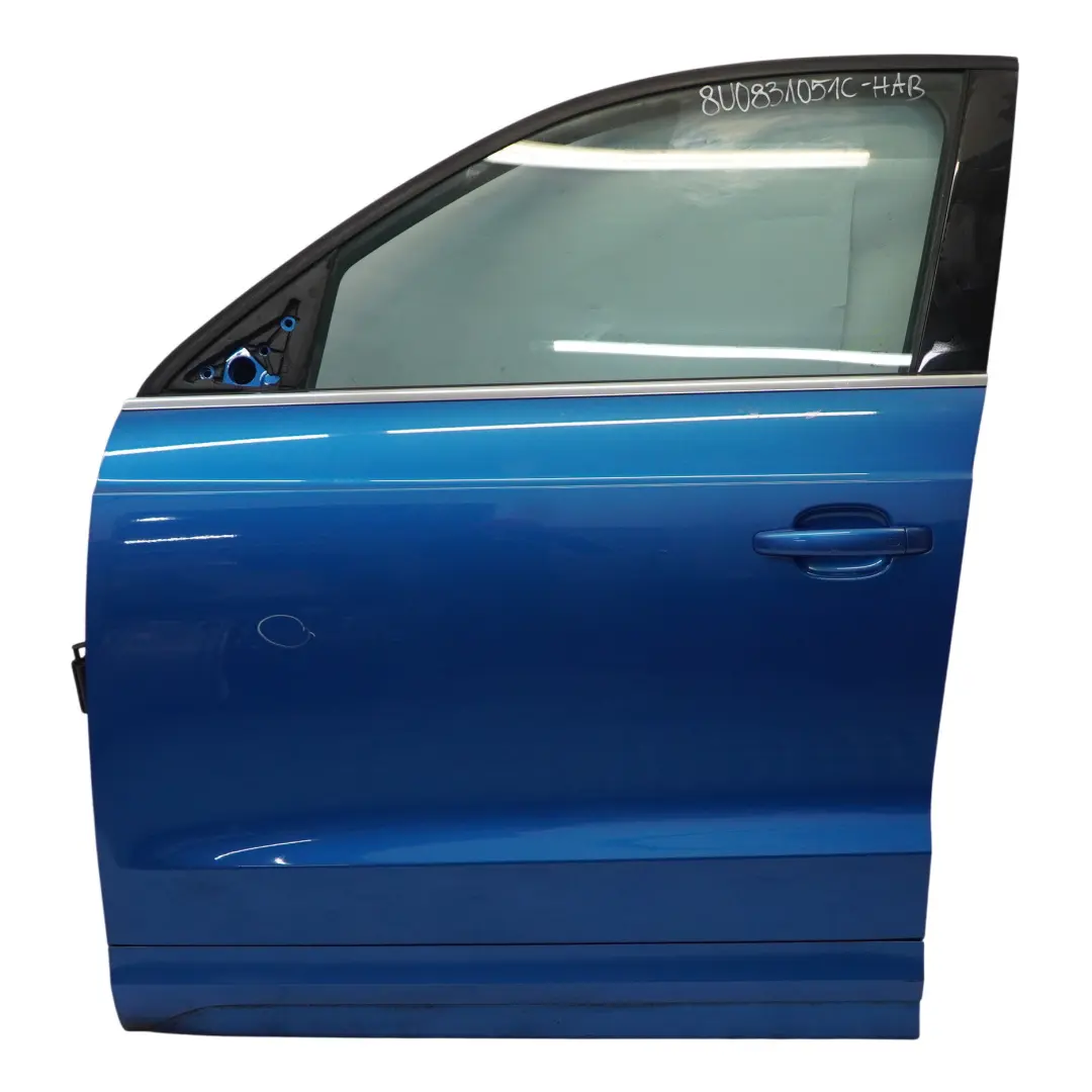 Door Front Left N/S Covering Panel Hainan Blue Metallic - X5K to Audi Q3 8U with Part number 8U0831051C Audi Q3 8U Door Front Left N/S Covering Panel Hainan Blue Metallic - X5K - SKU 8U0831051C-HAB - Part number 8U0831051C