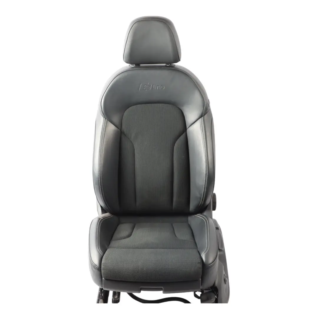 Front Left N/S S-Line Interior Half Leather Black Silver to Audi Q3 8U Sport Seat with Part number 8U0881805AM Audi Q3 8U Sport Seat Front Left N/S S-Line Interior Half Leather Black Silver - SKU 8U0881805AM-1 - Part number 8U0881805AM