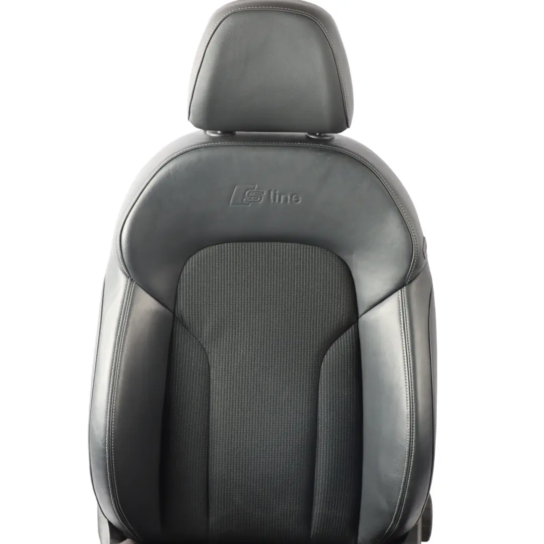 Front Left N/S S-Line Interior Half Leather Black Silver to Audi Q3 8U Sport Seat with Part number 8U0881805AM Audi Q3 8U Sport Seat Front Left N/S S-Line Interior Half Leather Black Silver - SKU 8U0881805AM-1 - Part number 8U0881805AM