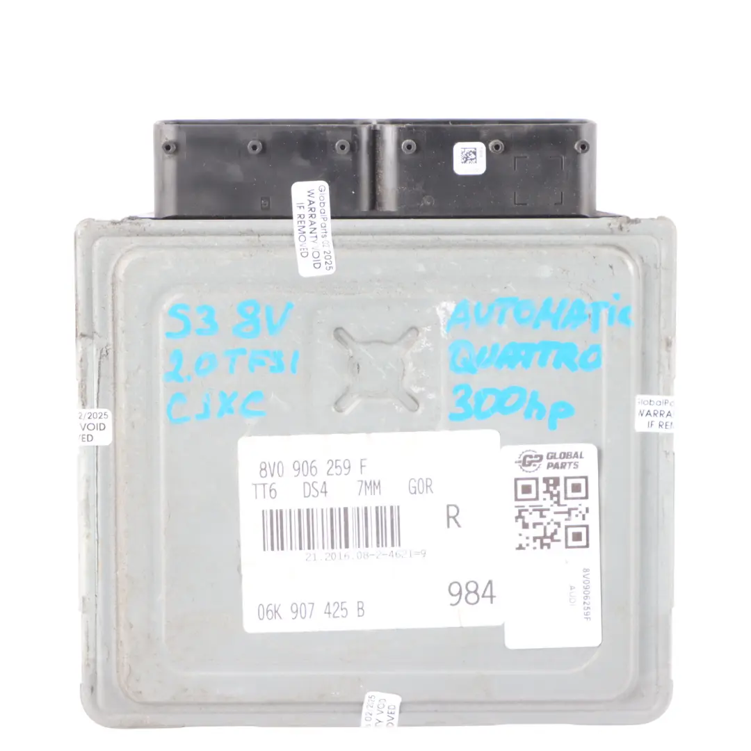 CJXC 300HP Quattro Engine Control Unit ECU to Audi A3 S3 8V 2.0 TFSI with Part number 8V0906259F Audi A3 S3 8V 2.0 TFSI CJXC 300HP Quattro Engine Control Unit ECU - SKU 8V0906259F - Part number 8V0906259F