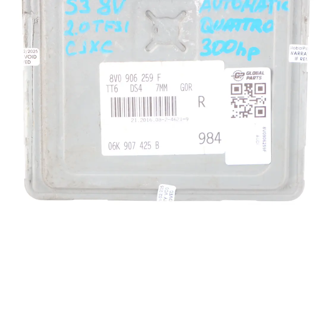 CJXC 300HP Quattro Engine Control Unit ECU to Audi A3 S3 8V 2.0 TFSI with Part number 8V0906259F Audi A3 S3 8V 2.0 TFSI CJXC 300HP Quattro Engine Control Unit ECU - SKU 8V0906259F - Part number 8V0906259F