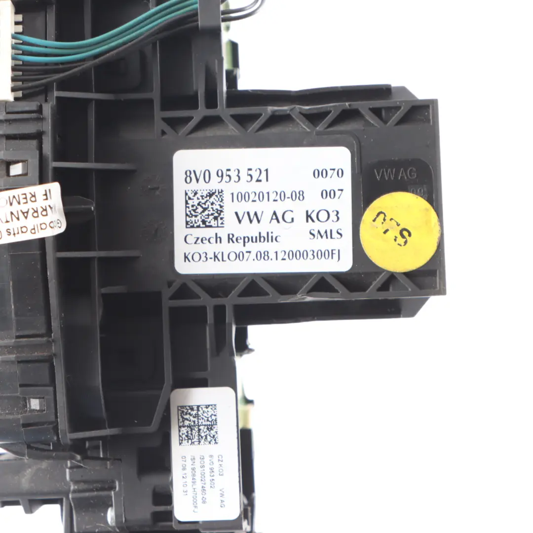 Lenksäule Schalter Wischer Blinkerhebel Squib Ring für Audi A3 8V mit Teilenummer 8V0953521 Audi A3 8V Lenksäule Schalter Wischer Blinkerhebel Squib Ring - SKU 8V0953521 - Teilenummer 8V0953521