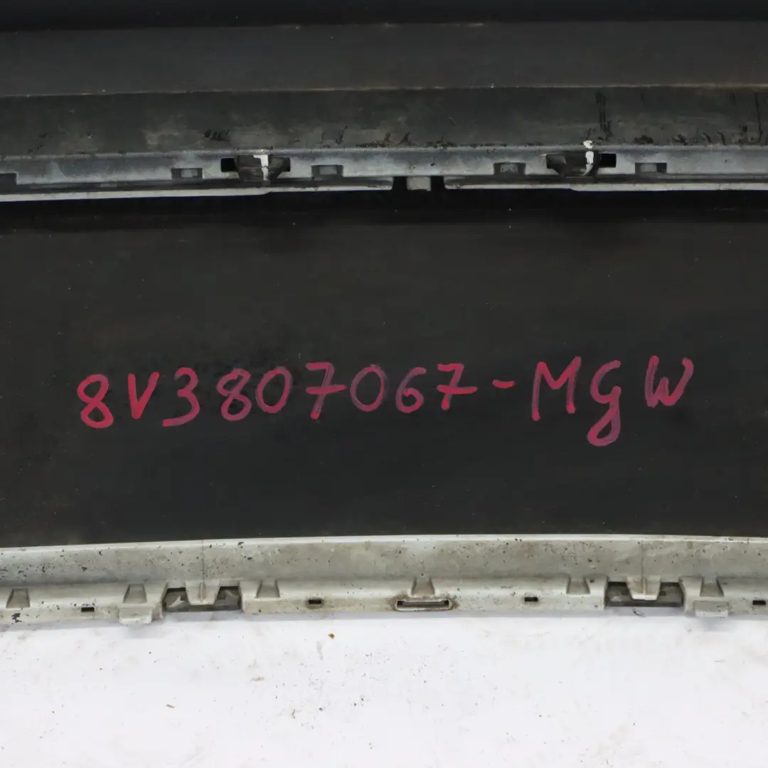 Bumper Trim Panel Covering Glacier White Pearl - S9R to Audi A3 8V Rear with Part number 8V3807067 Audi A3 8V Rear Bumper Trim Panel Covering Glacier White Pearl - S9R - SKU 8V3807067-MGW - Part number 8V3807067