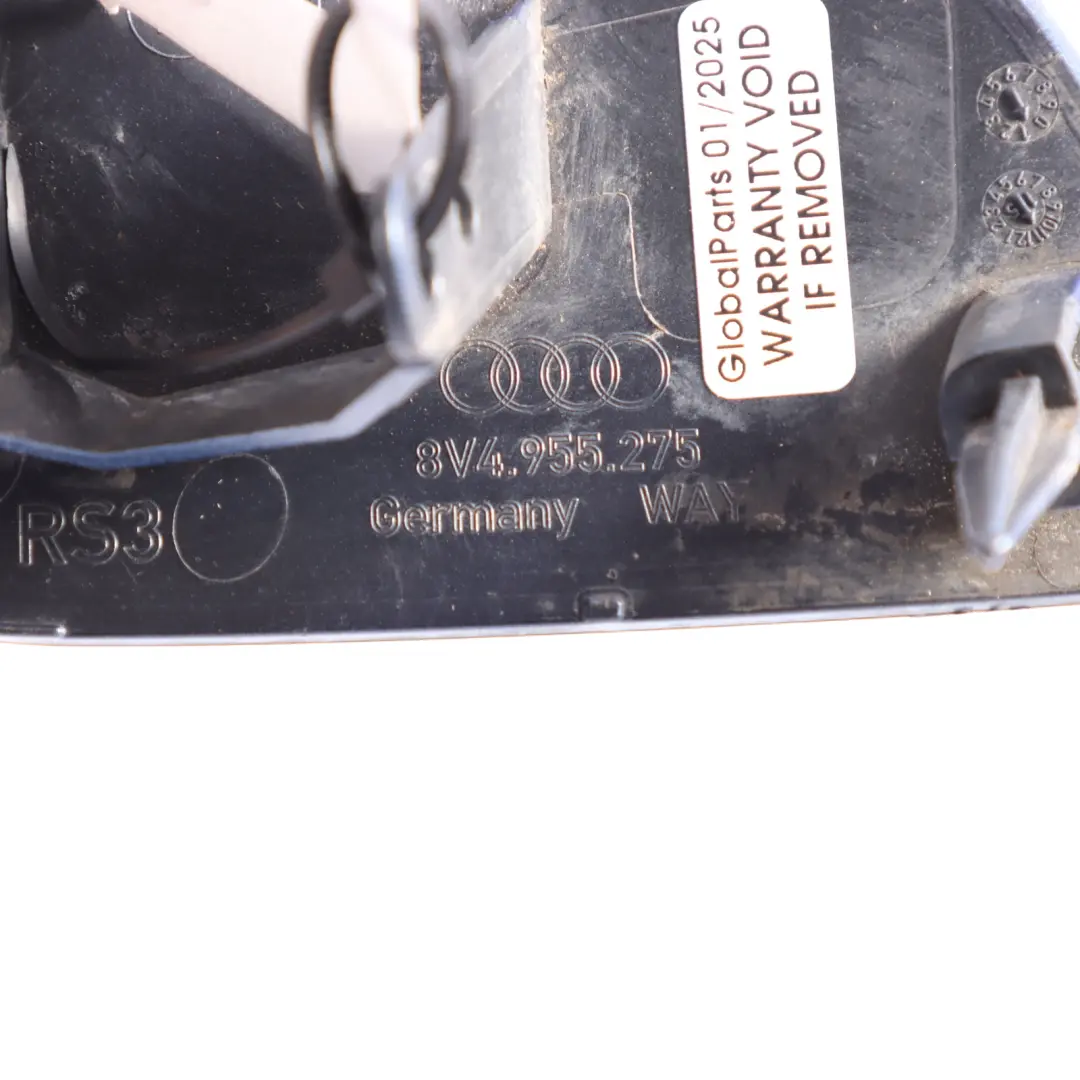 Lamp Washer Jet Cap Cover Left N/S Sepang Blue Pearl Y5Q to Audi RS3 8V with Part number 8V4955275 Audi RS3 8V Lamp Washer Jet Cap Cover Left N/S Sepang Blue Pearl Y5Q - SKU 8V4955275-SEB - Part number 8V4955275