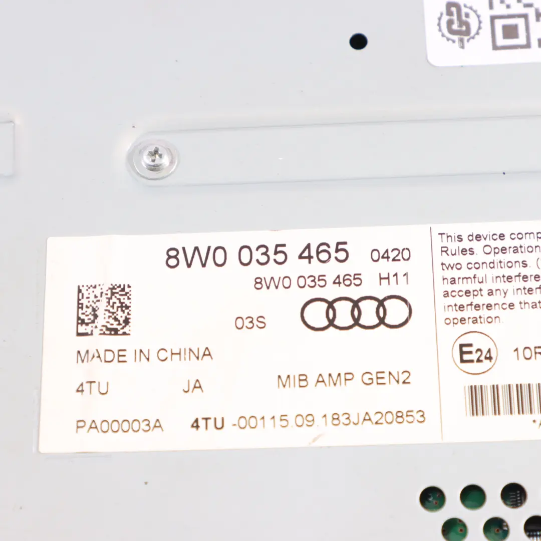 Stereo Radio Verstärker Audi A5 F5 Sound System Lautsprecher Verstärke für mit Teilenummer 8W0035465 Stereo Radio Verstärker Audi A5 F5 Sound System Lautsprecher Verstärke - SKU 8W0035465 - Teilenummer 8W0035465