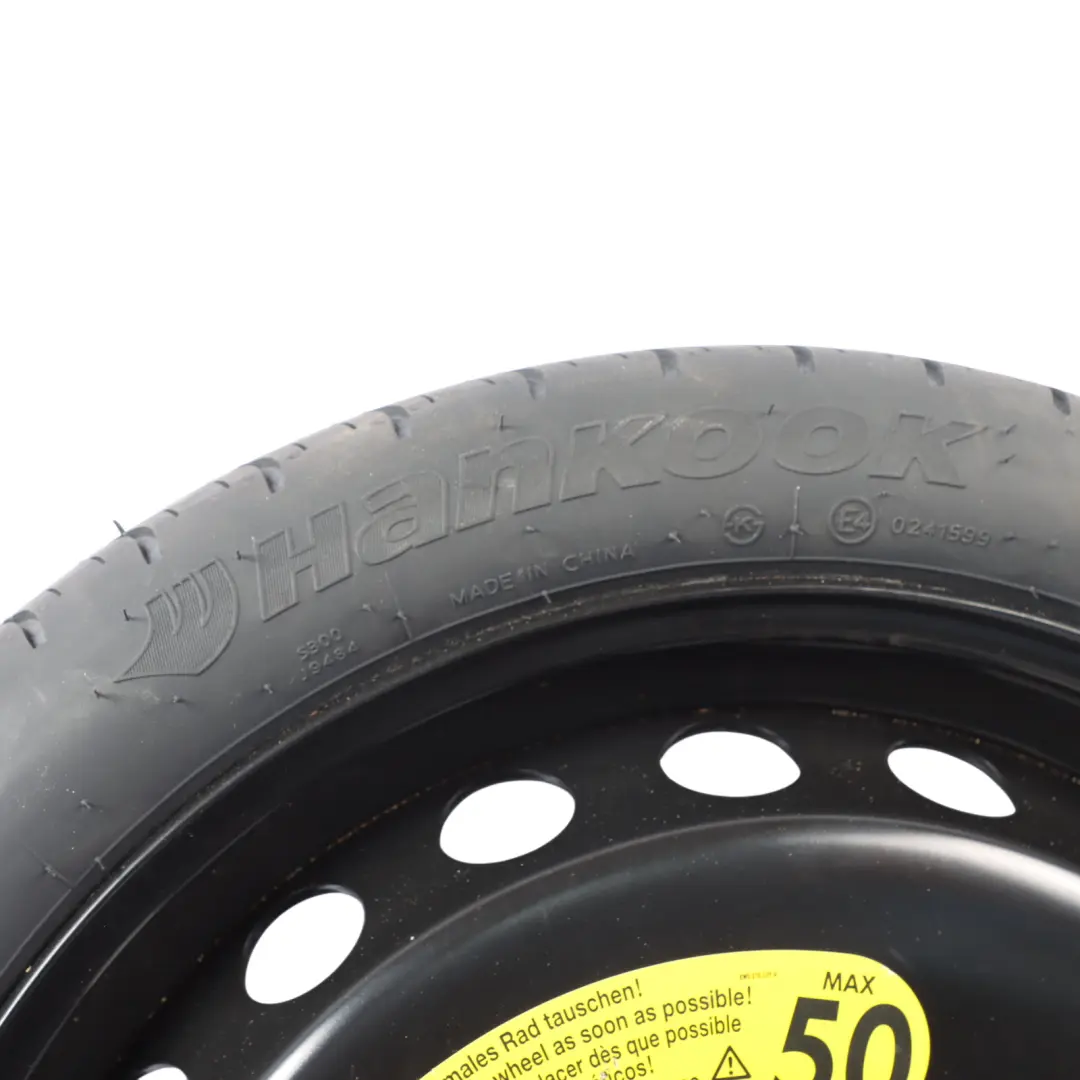 Roue De Secours Compacte R19 4J Hankook 125/70 ET22 pour Audi S4 B9 Avant à propos du numéro de pièce 8W0601027B Audi S4 B9 Avant Roue De Secours Compacte R19 4J Hankook 125/70 ET22 - SKU 8W0601027B - Numéro de pièce 8W0601027B