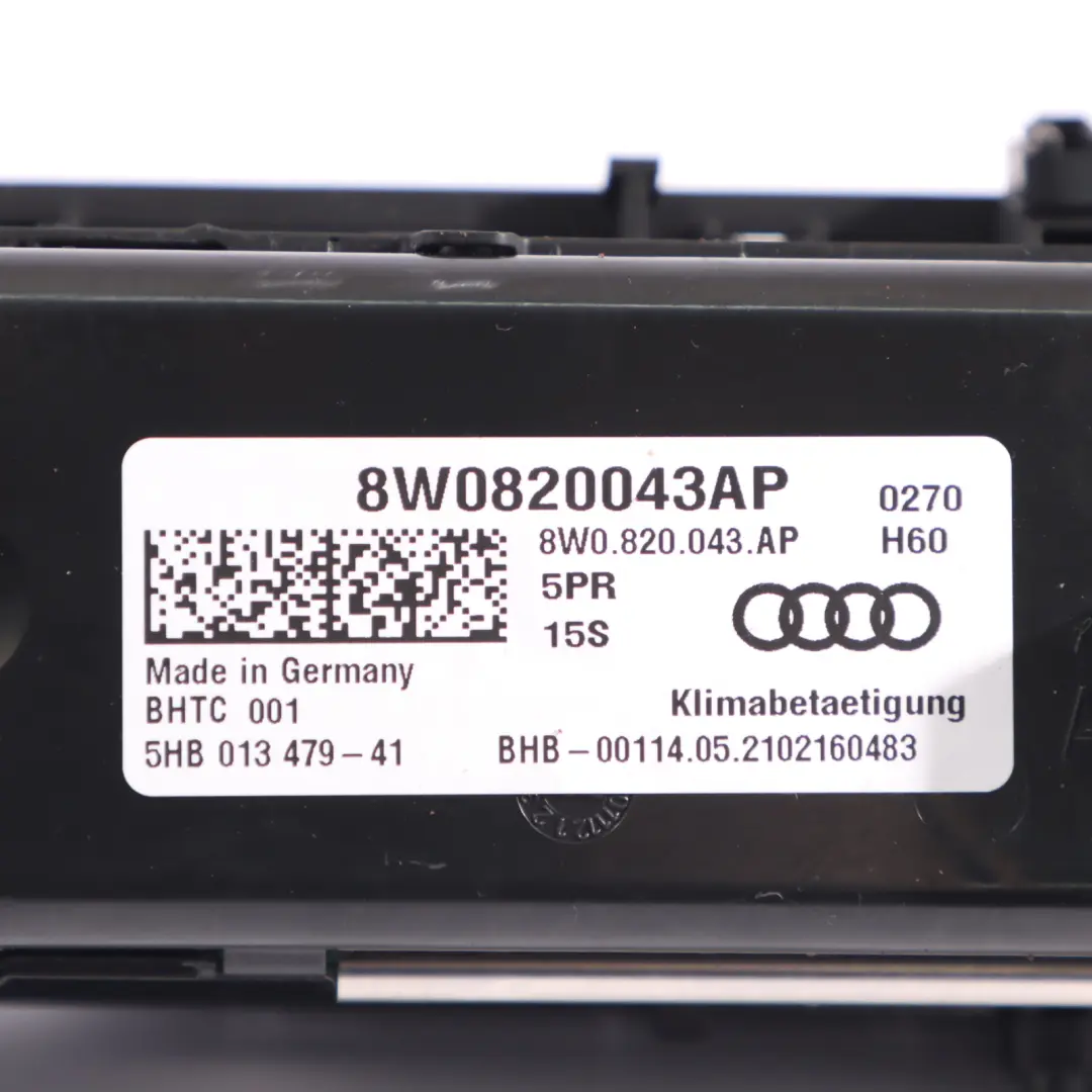 Audi A4 B9 Pannello Di Controllo Del Climatizzatore Automatico Nero - SKU 8W0820043AP - Numero di parte 8W0820043AP