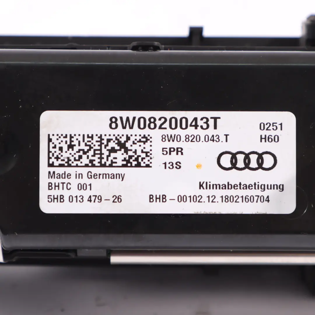 Audi A5 F5 A/C Air Condition Heater Climate Control Switch Panel - SKU 8W0820043T - Part number 8W0820043T