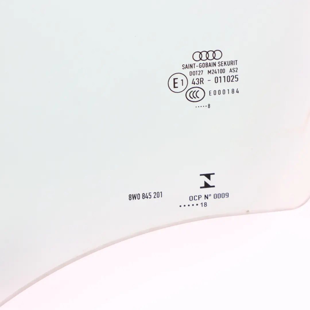 Cristal Lado Delantero Izquierdo AS2 para Audi A4 B9 con número de pieza 8W0845201 Audi A4 B9 Cristal Lado Delantero Izquierdo AS2 - SKU 8W0845201 - Número de pieza 8W0845201