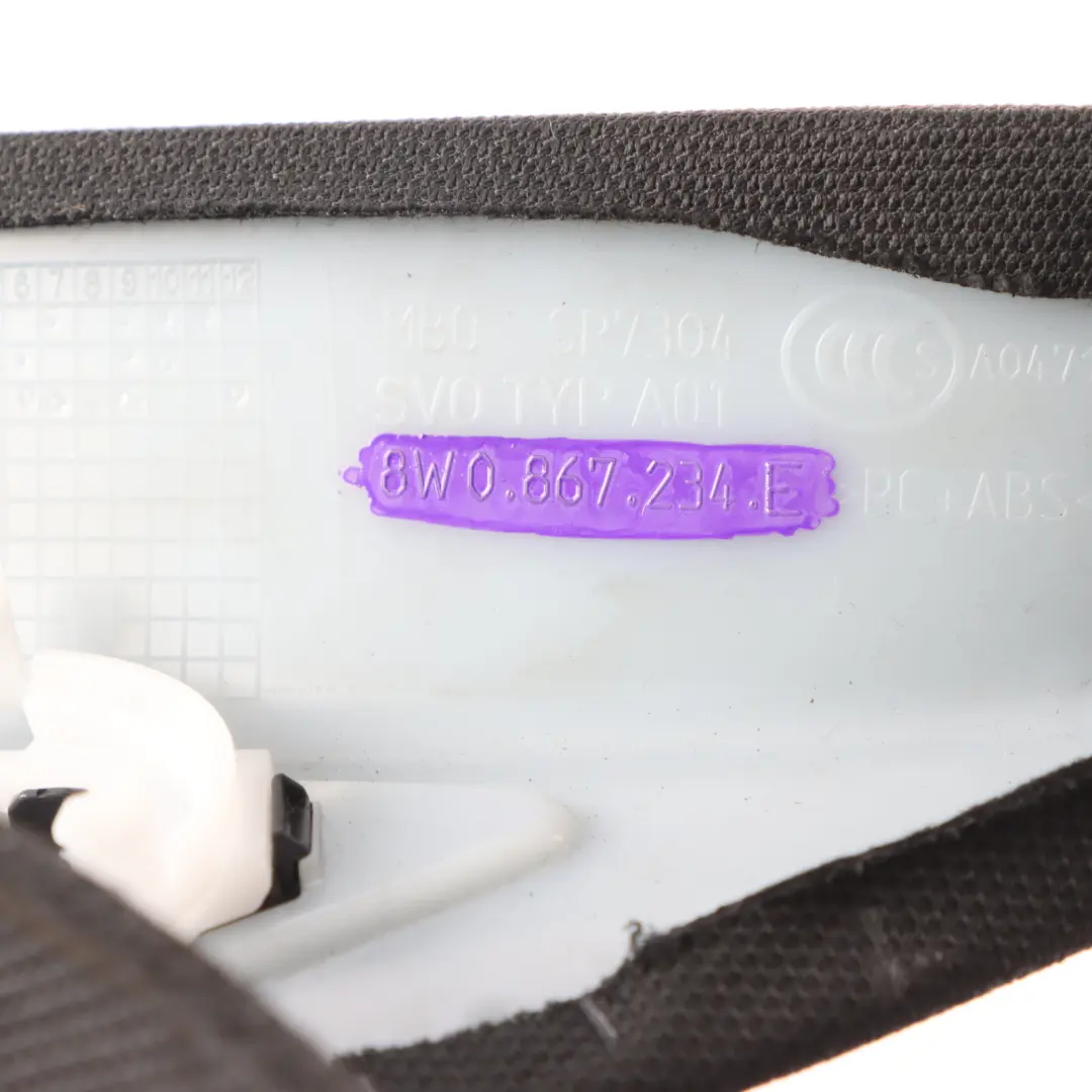 Column Pillar Trim Panel Right O/S Black to Audi A4 S4 Cover A with Part number 8W0867234E Audi A4 S4 Cover A Column Pillar Trim Panel Right O/S Black - SKU 8W0867234E - Part number 8W0867234E