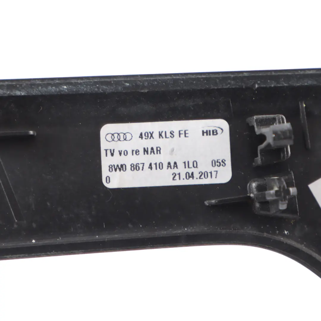 Pillar Cover Front Right O/S Side Door Trim Molding to Audi S4 B9 with Part number 8W0867410AA Audi S4 B9 Pillar Cover Front Right O/S Side Door Trim Molding - SKU 8W0867410AA - Part number 8W0867410AA