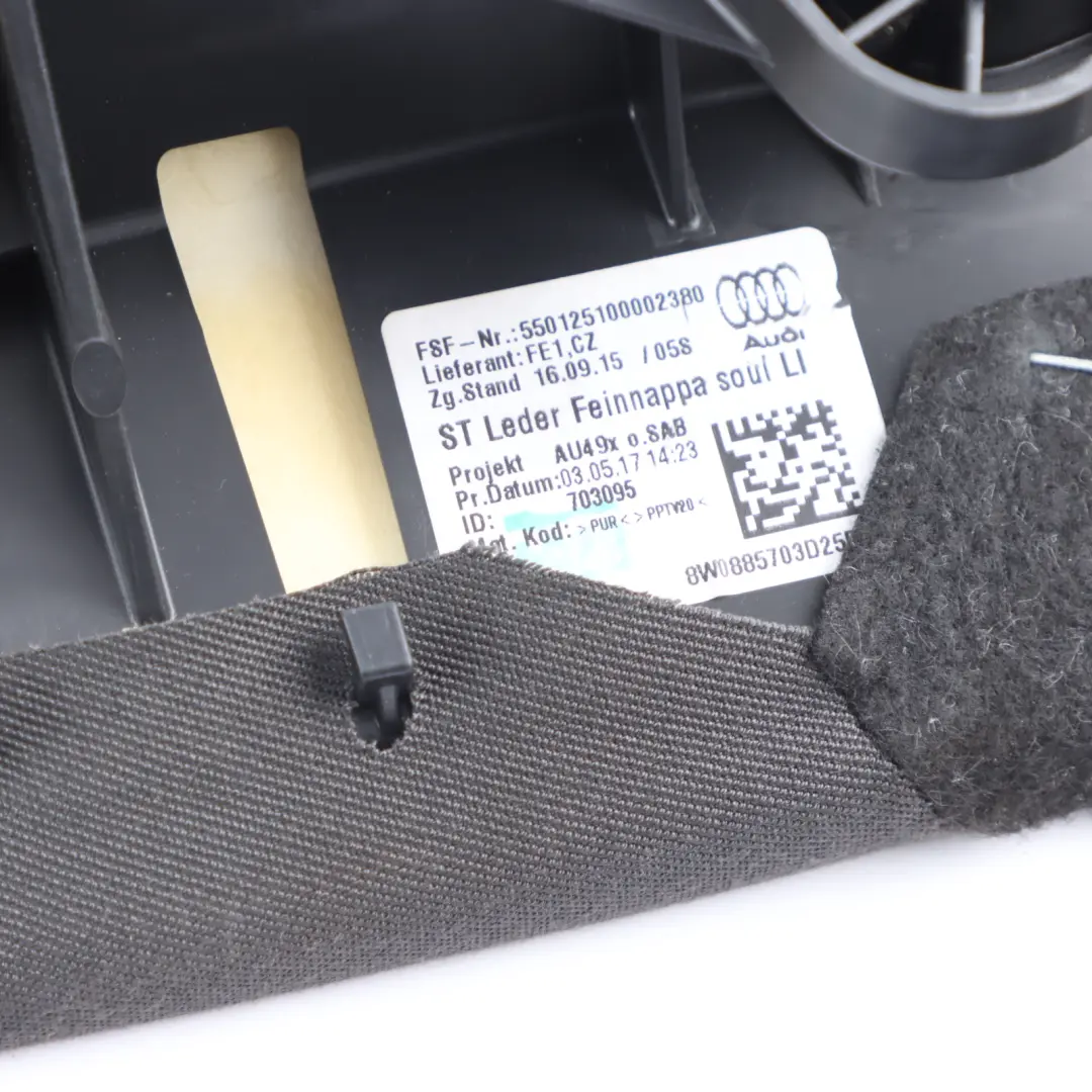 Audi S4 B9 Back Seat Panel Grey Leather Cloth Rear Left N/S Side - SKU 8W0885703D - Part number 8W0885703D