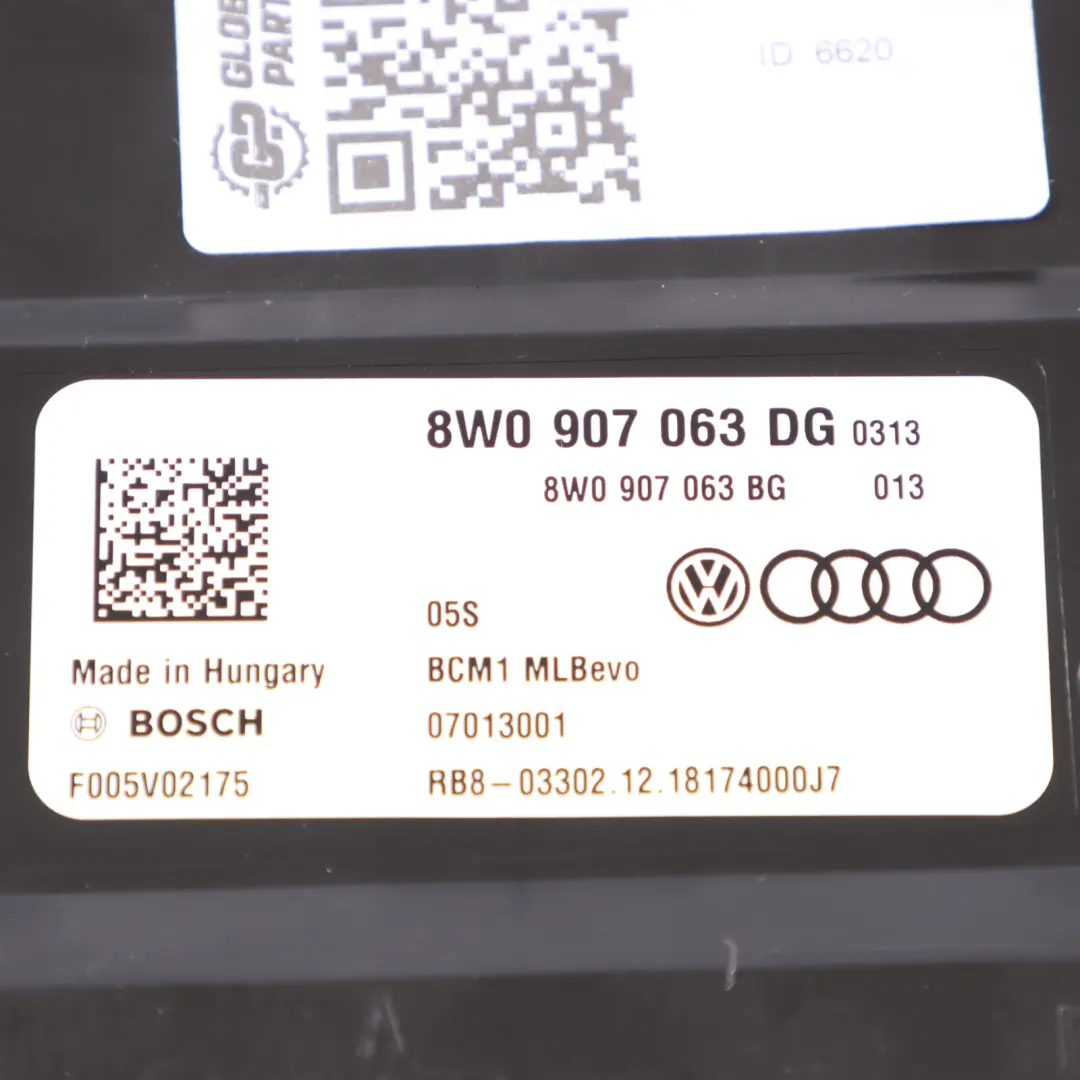Audi A5 F5 45 TFSI DKNA Body Control Module BCM Unit ECU - SKU 8W0907063DG - Part number 8W0907063DG