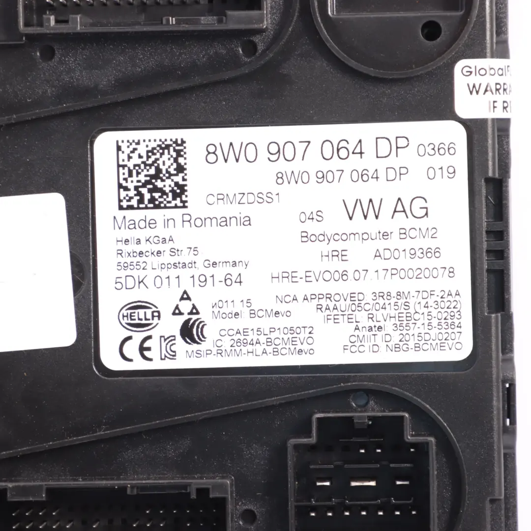 Body Control Unit Basic Module BCM to Audi SQ5 FY with Part number 8W0907064DP Audi SQ5 FY Body Control Unit Basic Module BCM - SKU 8W0907064DP - Part number 8W0907064DP