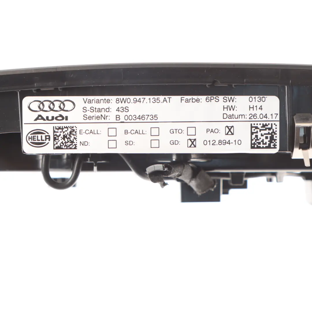 Audi A4 B9 Inner Roof Headliner Courtesy Reading Light Lamp Switch - SKU 8W0947135AT - Part number 8W0947135AT