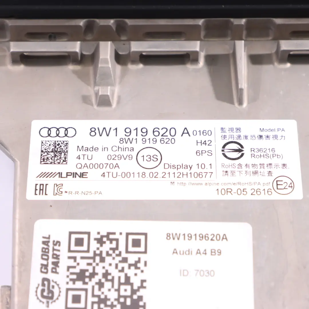 Wielofunkcyjny Ekran Wyświetlacz do Audi A4 B9 o numerze 8W1919620A Audi A4 B9 Wielofunkcyjny Ekran Wyświetlacz - SKU 8W1919620A - Numer Części 8W1919620A