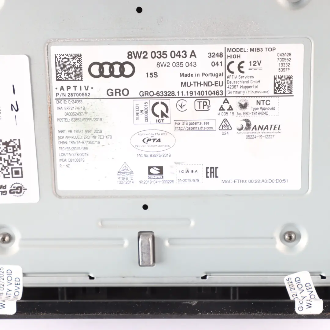 Audi A4 B9 A5 F5 Multimedia Radio Sat Nav Screen Display Head Unit - SKU 8W2035043A - Part number 8W2035043A