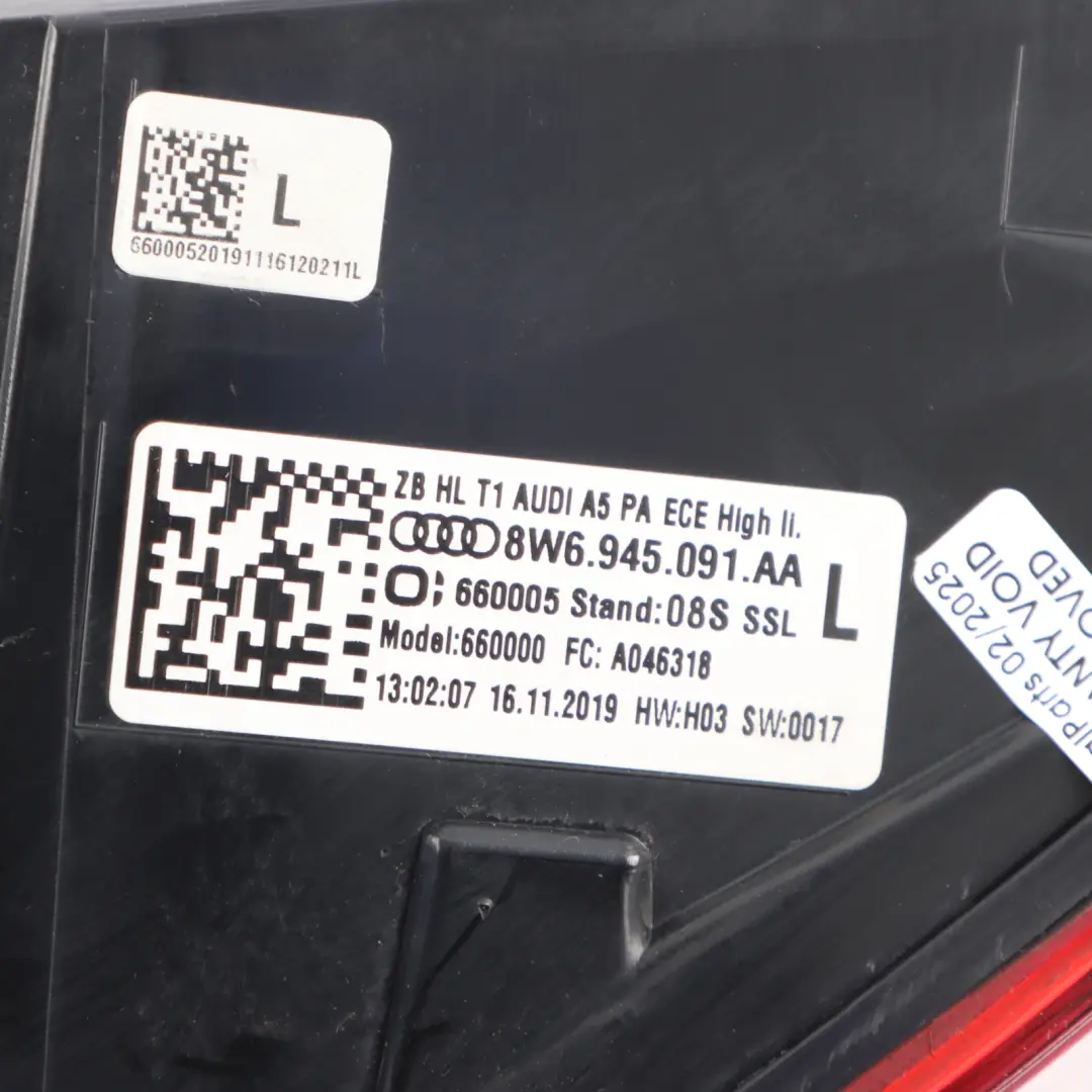 Audi A5 F5 Fanale Posteriore Matrix LED Esterno Sinistro - SKU 8W6945091AA - Numero di parte 8W6945091AA